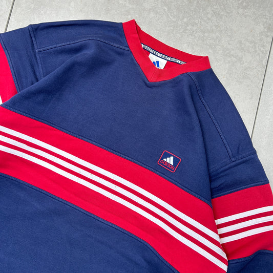 Vintage 90s Adidas Blue Red Embroidered Sweatshirt - XL