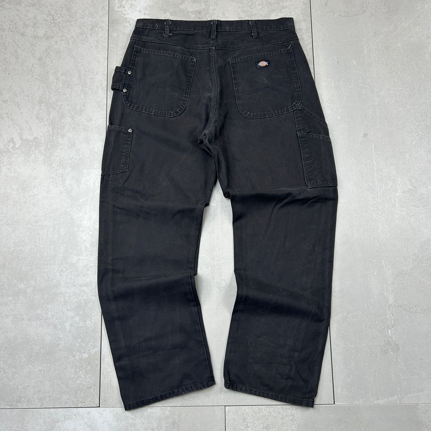 Vintage Dickies Workwear Carpenter Baggy Black Trousers - 38