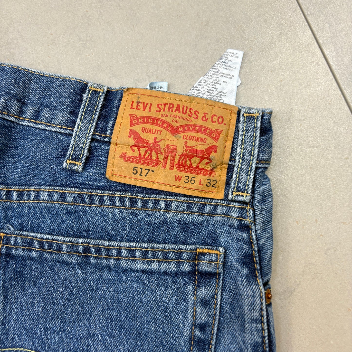 Vintage Levis 517 Blue Denim Shorts - 36