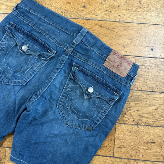 Vintage True Religion Blue Embroidered Y2K Shorts Jorts - 40
