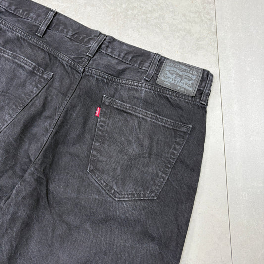 Vintage Levis 469 Black Baggy Denim Shorts - 40