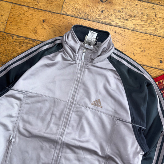 Vintage Adidas Grey Silver Tracksuit Track Shell Windbreaker Jacket - M