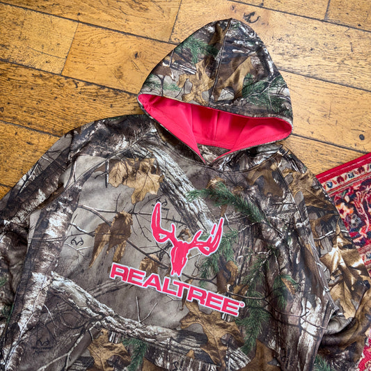 Vintage Realtree Camo Green Embroidered Hoodie Sweatshirt - XL
