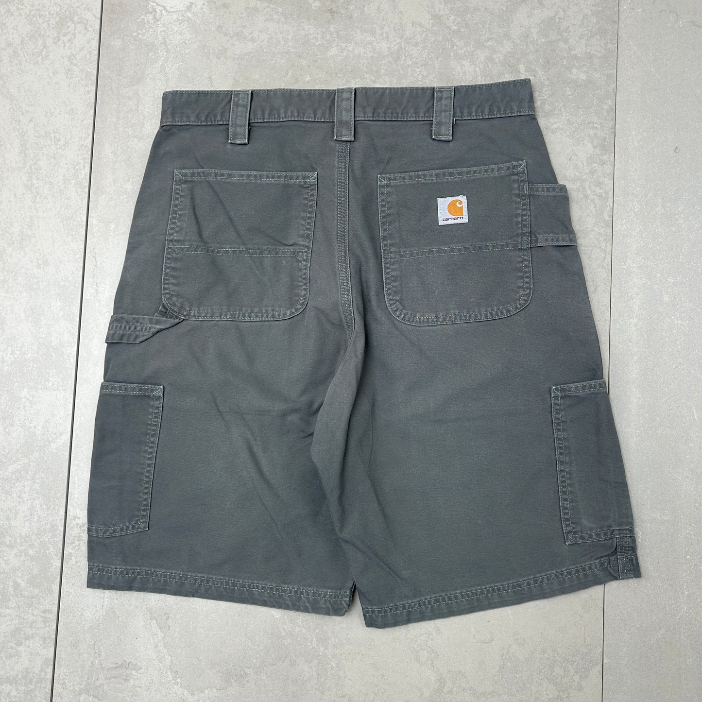 Vintage Carhartt Workwear Baggy Grey Carpenter Shorts - 34