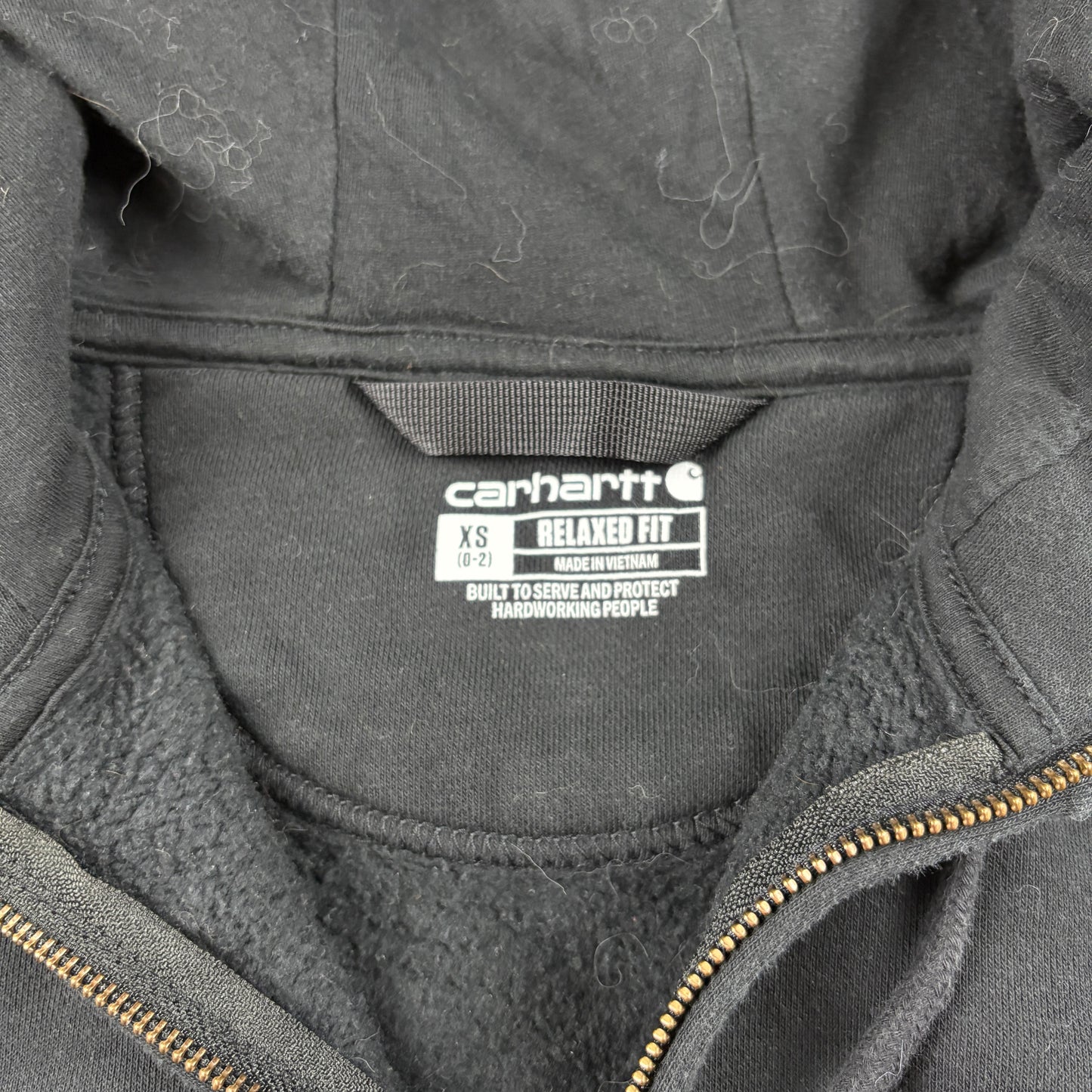 Vintage Carhartt Womens Black Hoodie Sweatshirt - XS