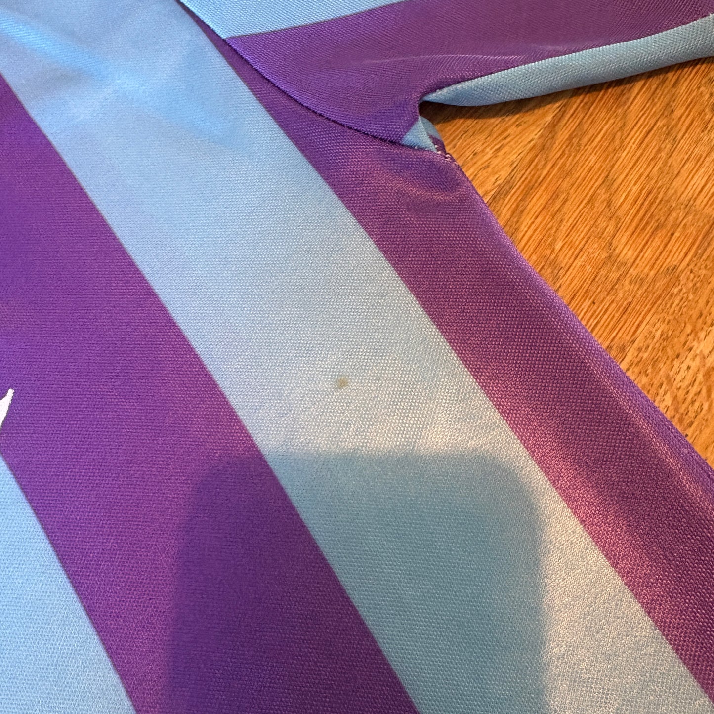 Vintage FC Oberporing Blue Purple Stripe Football Polo Shirt - M