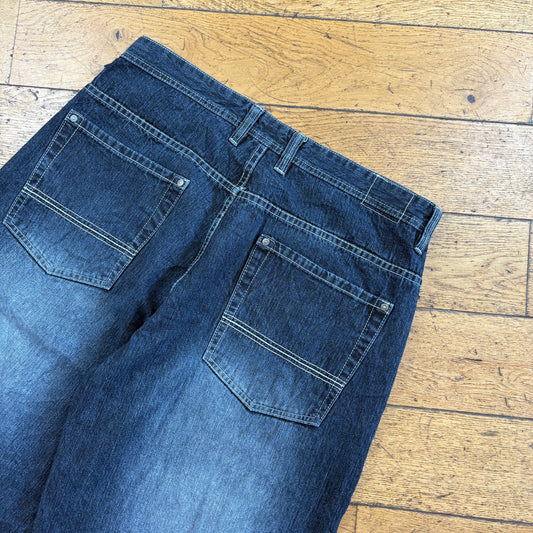 Vintage Embroidered Black Hip Hop Baggy Shorts Jorts - 38