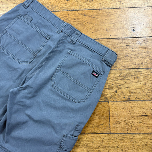 Vintage Dickies Workwear Carpenter Grey Baggy Shorts - 34