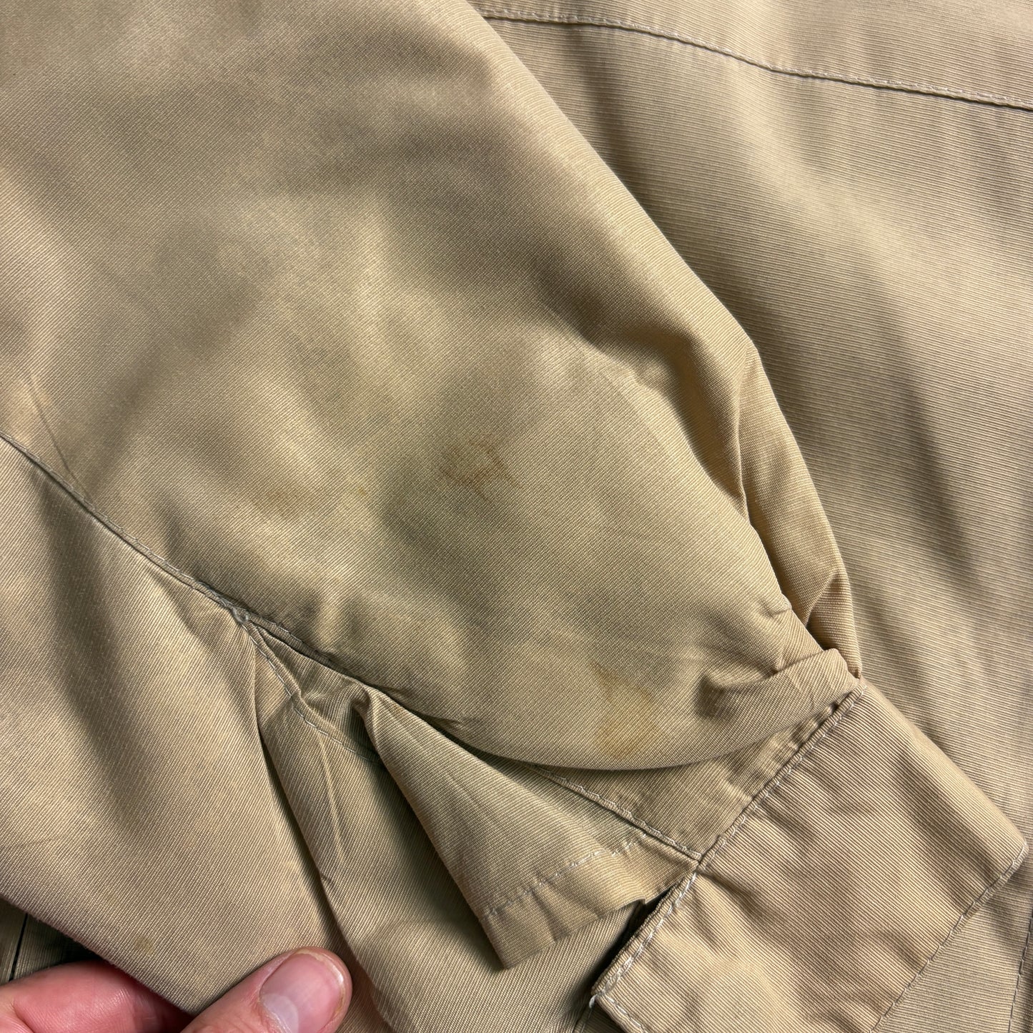 Vintage Prada Brown Cream 00s Funnel Neck Harrington Jacket - XL