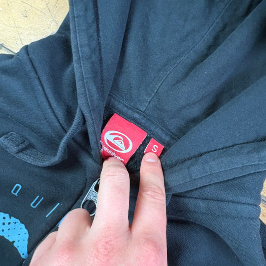 Vintage Quiksilver Surfwear Black Zip Hoodie Sweatshirt - S