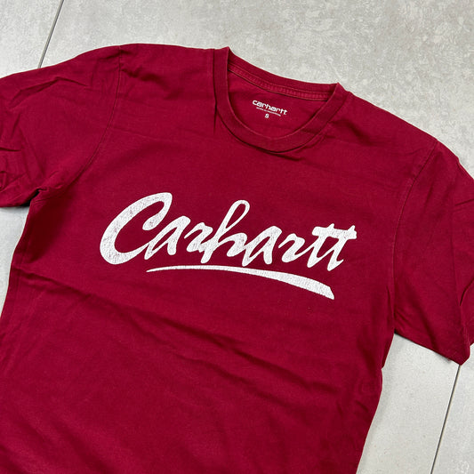 Vintage Carhartt Spellout Red Graphic T-Shirt - S
