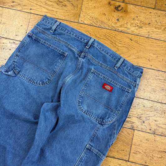 Vintage Dickies Blue Workwear Carpenter Baggy Jeans - 36