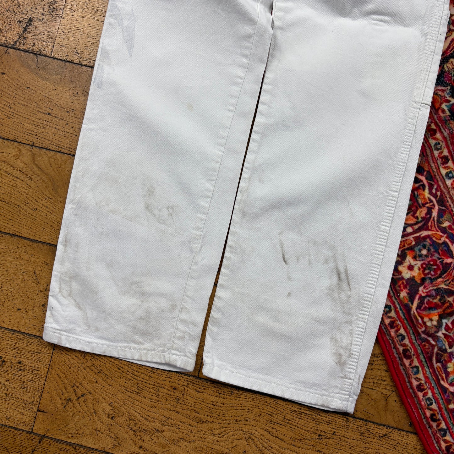 Vintage Dickies White Workwear Carpenter Baggy Trousers - 28