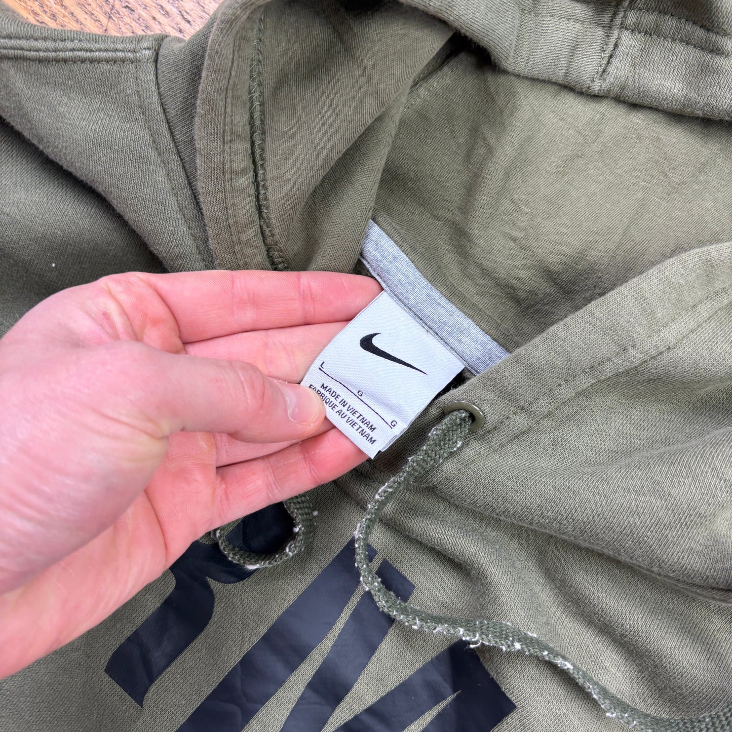 Vintage Nike Green Army Embroidered Hoodie Sweatshirt - L