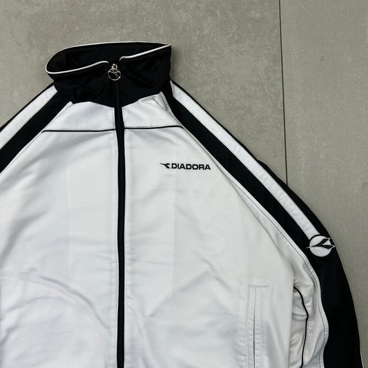 Vintage 90s Diadora White Tracksuit Track Shell Windbreaker Jacket - XL