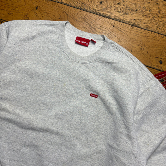 Vintage Supreme Mini Box Logo Boxy Grey Embroidered Sweatshirt - L