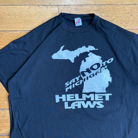 Vintage 90s Motorbike USA Single Stitch Black Graphic T-Shirt - 3XL