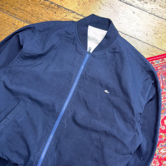 Vintage Lacoste Dark Navy Reversible Cream Bomber Jacket - L