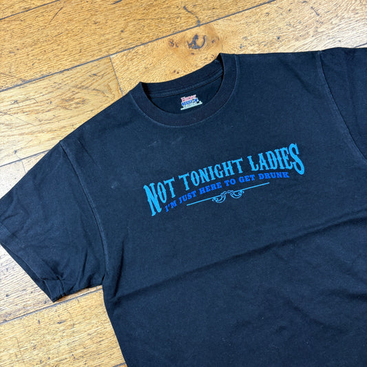 Vintage Funny Slogan Black Graphic T-Shirt - S