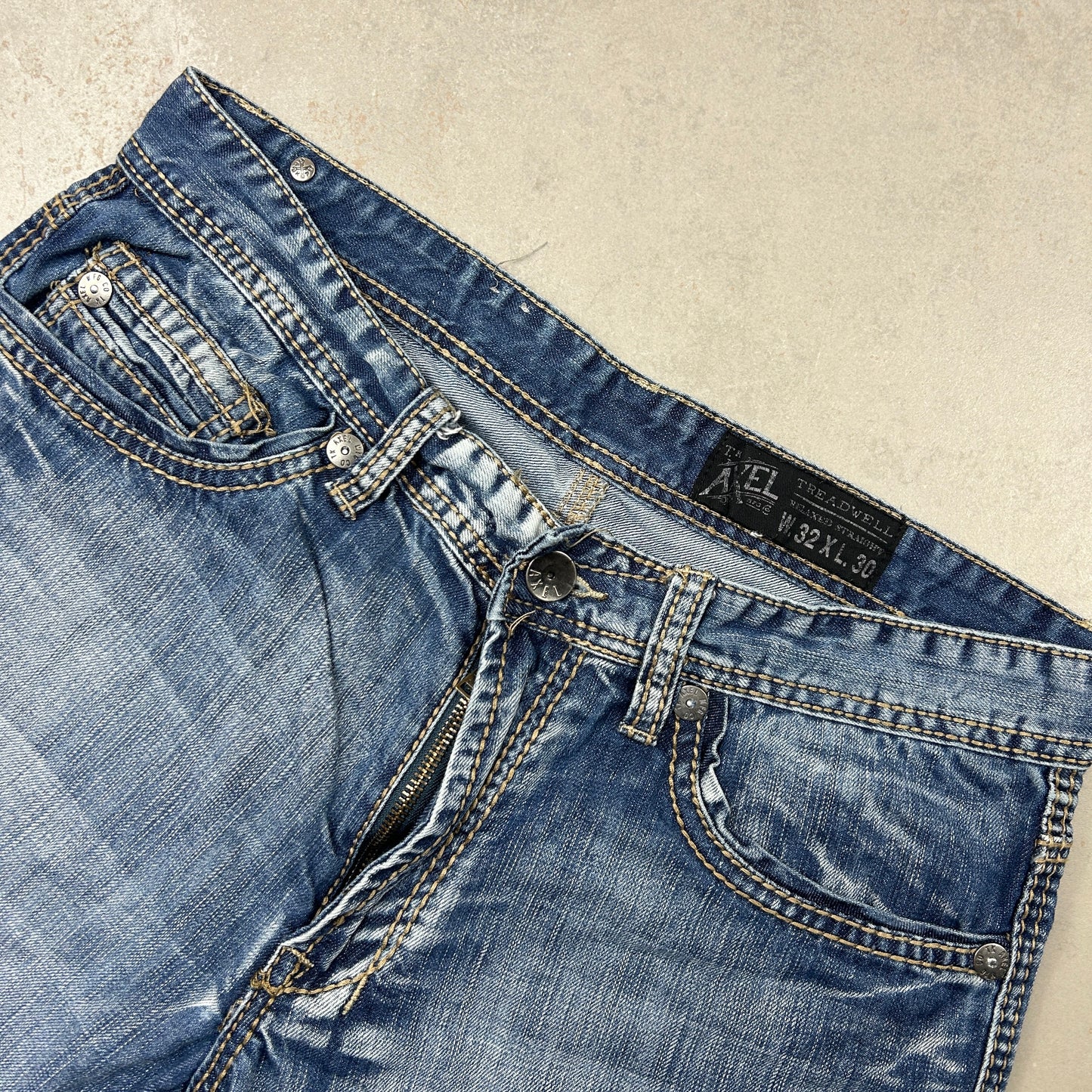 Vintage Axel Embroidered Hip Hop Baggy Shorts Blue Jorts - 32