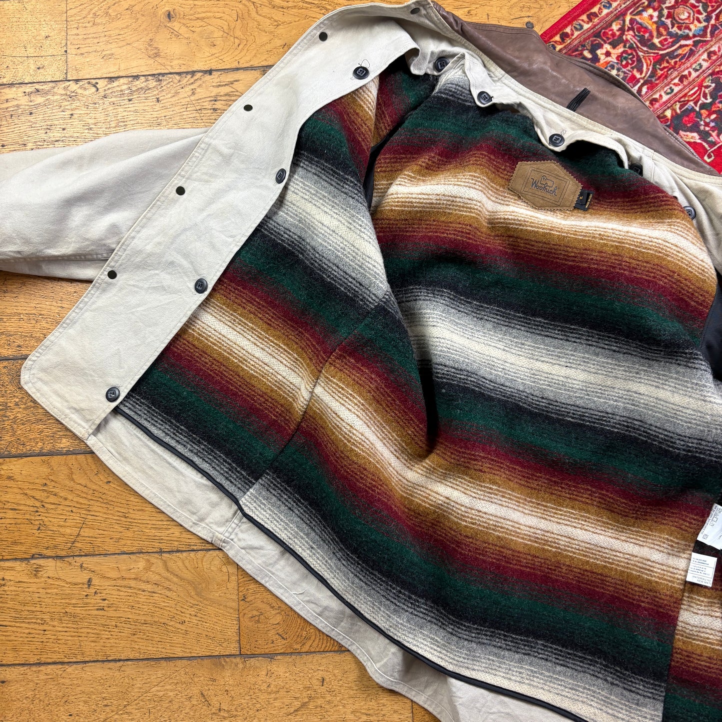 Vintage Woolrich Cream Workwear Heavyweight Trench Coat Jacket - L