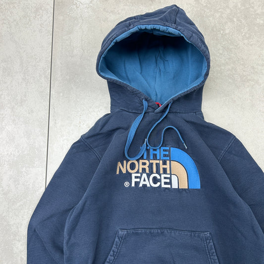 Vintage North Face Navy Embroidered Hoodie Sweatshirt - S