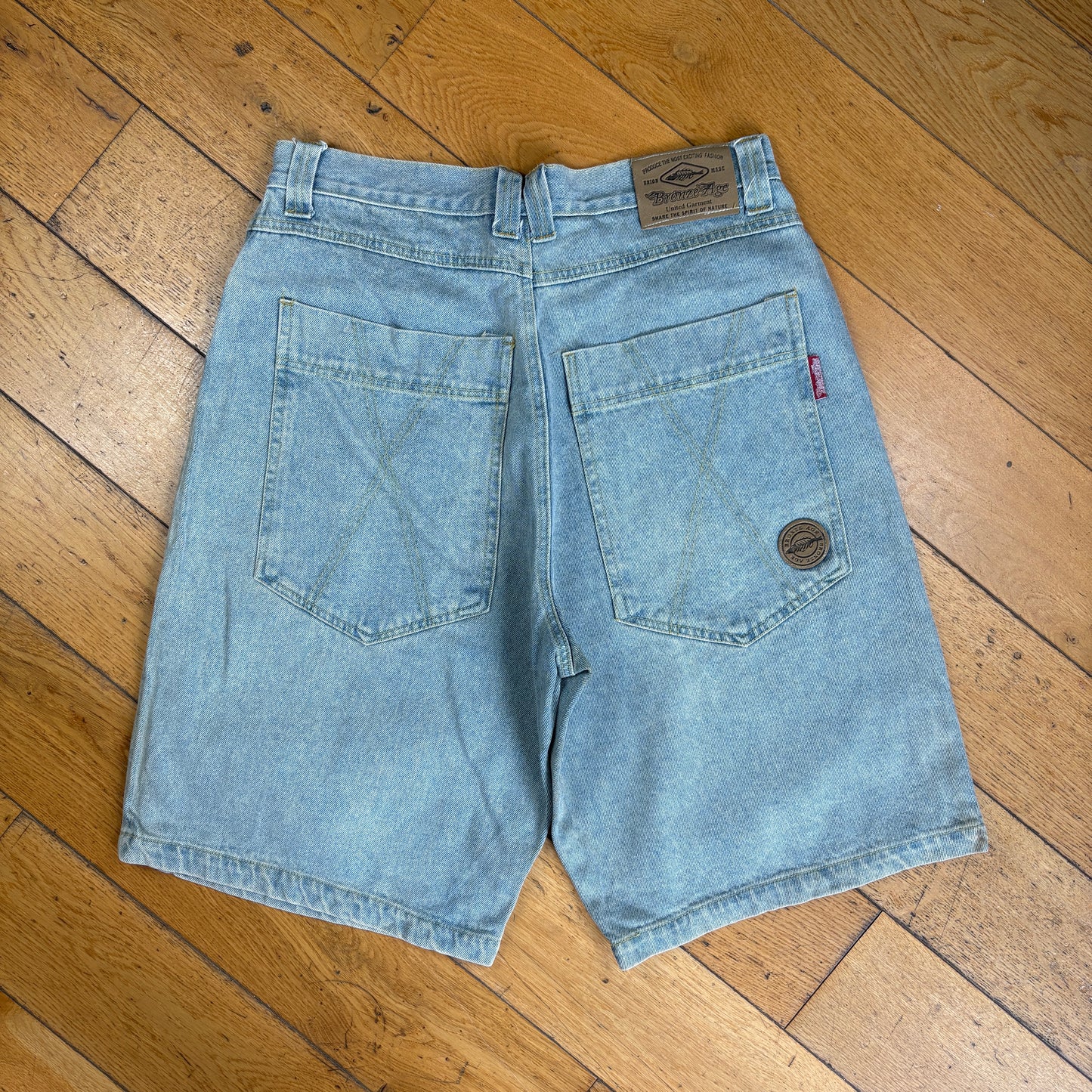 Vintage Embroidered Hip Hop Baggy Blue Shorts Jorts - 32