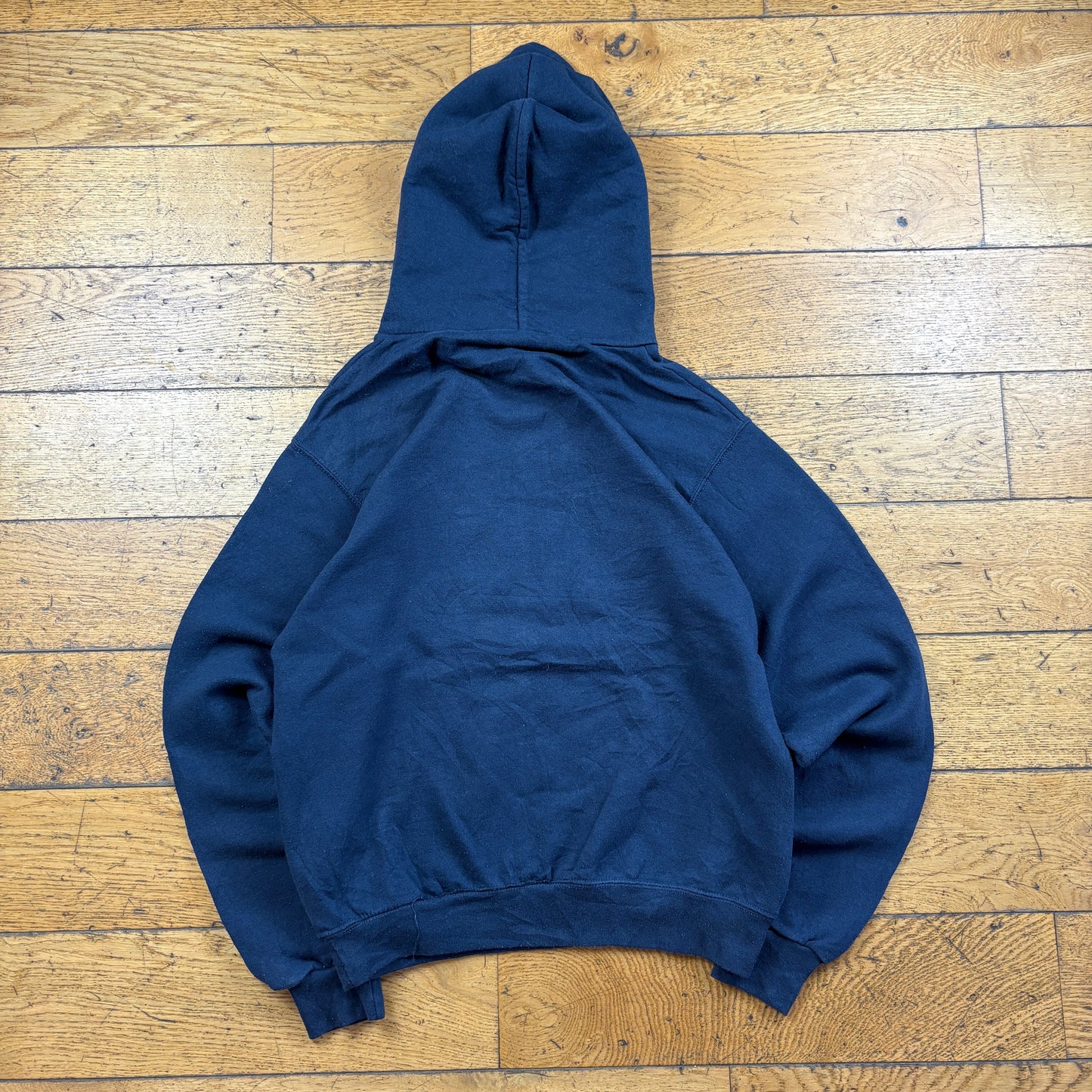Vintage Champion Navy College Embroidered Hoodie Sweatshirt - S