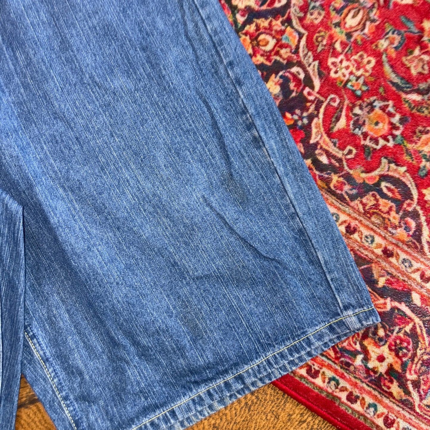 Vintage Artful Dodger Blue Embroidered Y2K Hip Hop Baggy Jeans Shorts Jorts - 38
