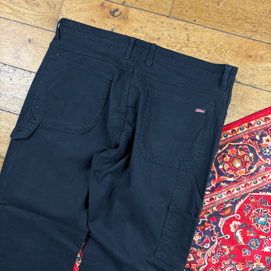 Vintage Dickies Workwear Carpenter Baggy Black Trousers - 38