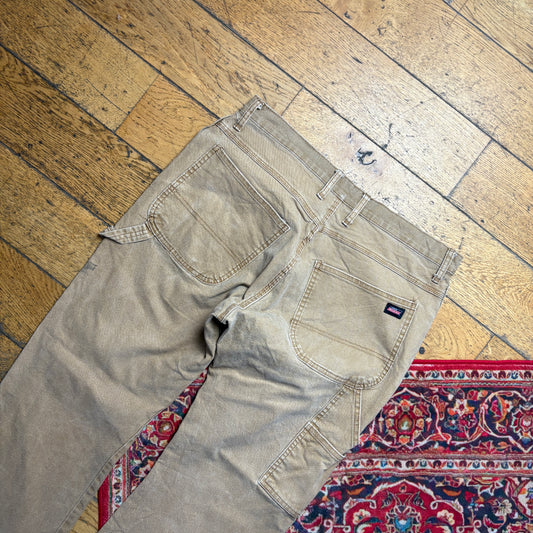 Vintage Dickies Workwear Carpenter Brown Baggy Trousers - 38S