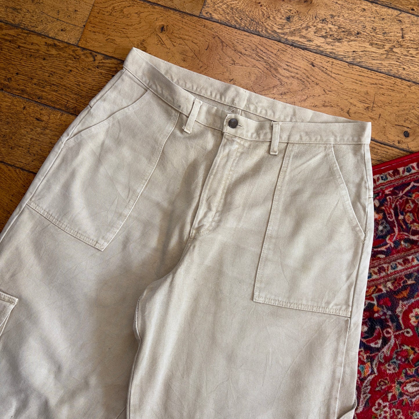 Vintage Carpenter Y2K Cream Hip Hop Baggy Shorts Jorts - 38