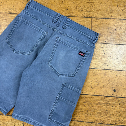 Vintage Dickies Workwear Carpenter Grey Baggy Shorts - 30