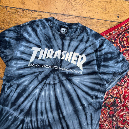 Vintage Thrasher Grey Tie Dye Skate Graphic T-Shirt - S