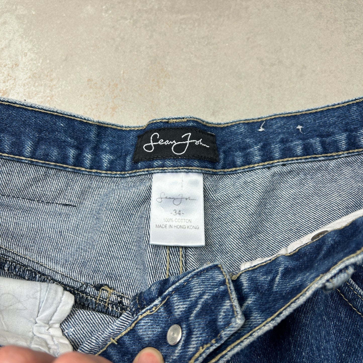 Vintage Embroidered Hip Hop Baggy Blue Shorts Jorts - 34