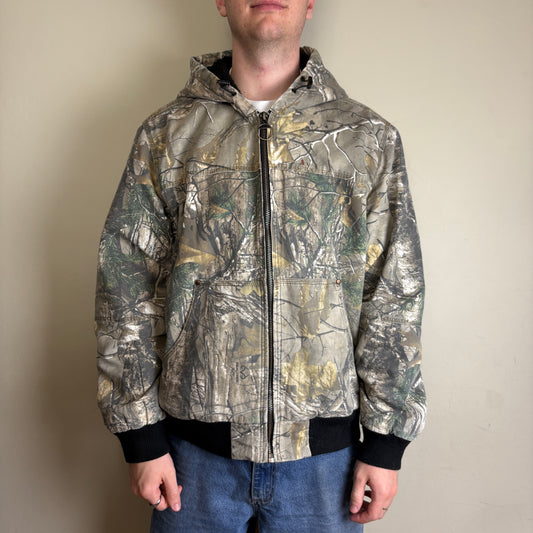 Vintage GH Bass Realtree Camo Hunting Workwear Active Hoodie Jacket - XL