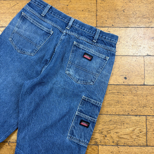 Vintage Dickies Workwear Carpenter Baggy Blue Shorts - 34