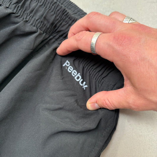 Vintage Reebok Black Baggy Tracksuit Sweatpants Track Pants Bottoms - L