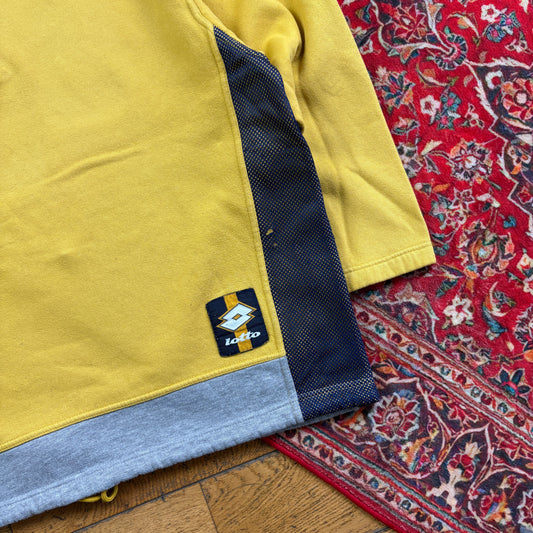 Vintage 90s Lotto Yellow Quarter Zip Sweatshirt - XL