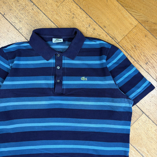Vintage Lacoste Blue Stripe Polo Shirt - L