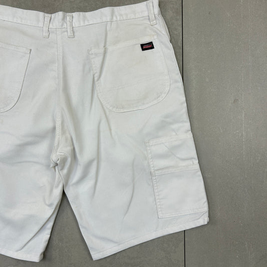 Vintage Dickies Workwear Carpenter Baggy White Shorts - 38
