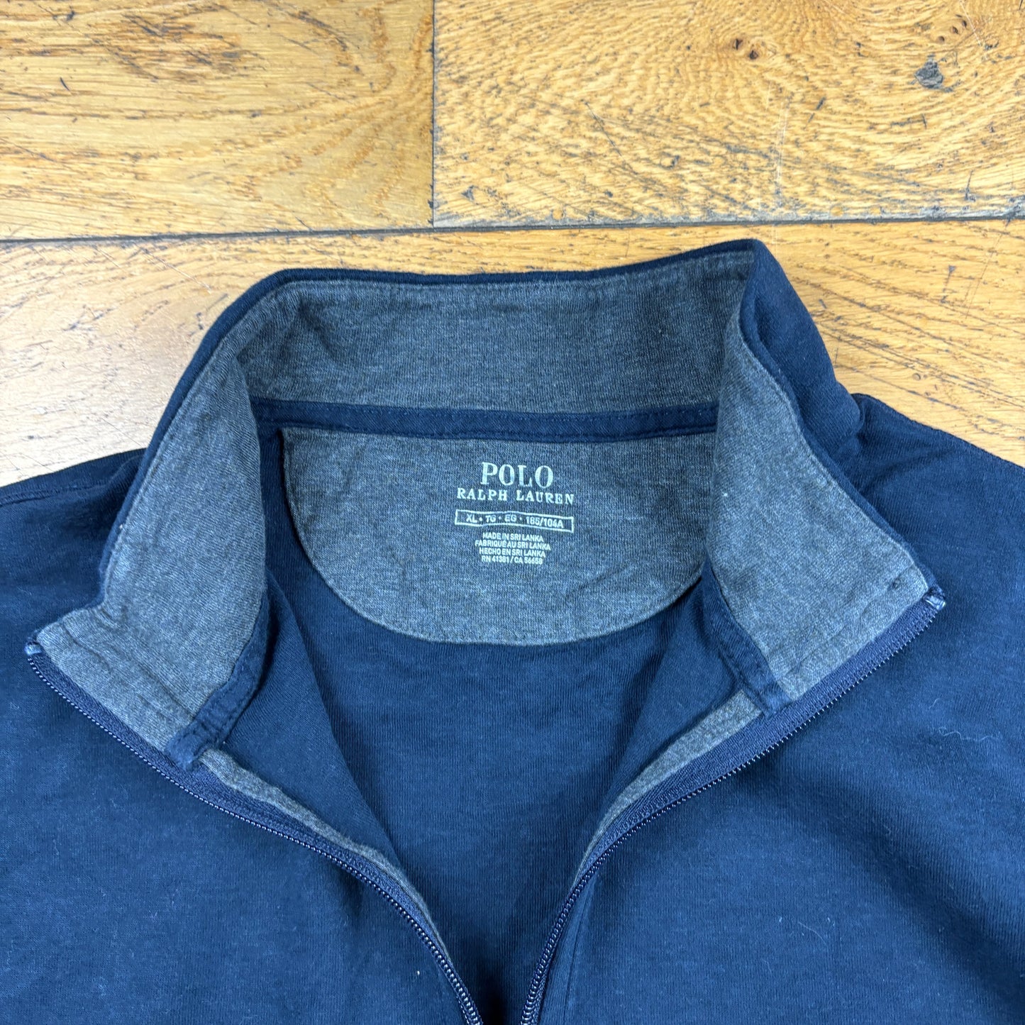 Vintage Ralph Lauren Navy Quarter Zip Embroidered Sweatshirt - XL