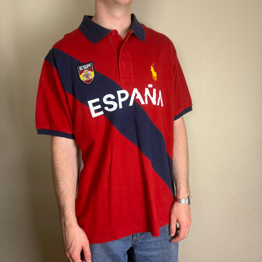 Vintage Ralph Lauren Spain Big Pony Chief Keef Red Polo Shirt - XL