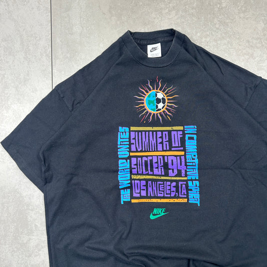 Vintage 1994 Nike Black Football Single Stitch Graphic T-Shirt - XL