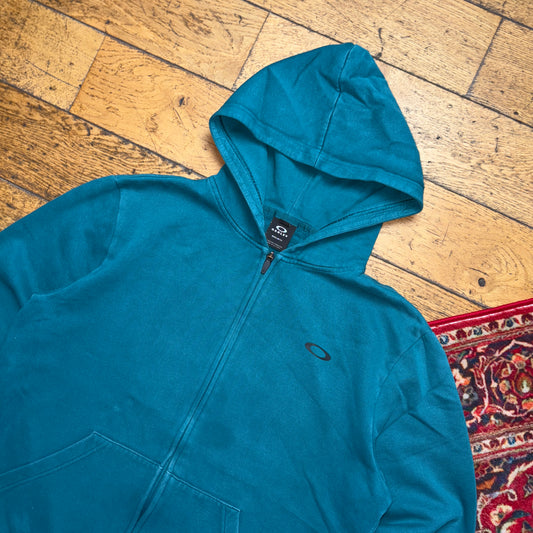 Vintage Oakley Surfwear Green Blue Zip Hoodie Sweatshirt - M