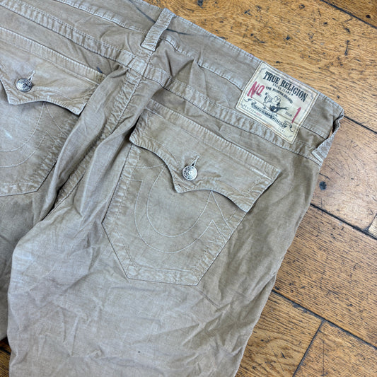 Vintage True Religion Brown Corduroy Embroidered Y2K Shorts Jorts - 42