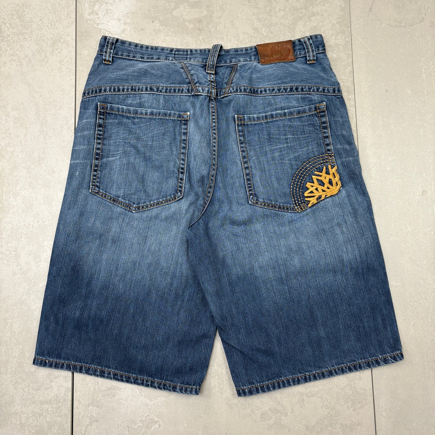 Vintage Timberland Embroidered Hip Hop Blue Baggy Shorts Jorts - 38