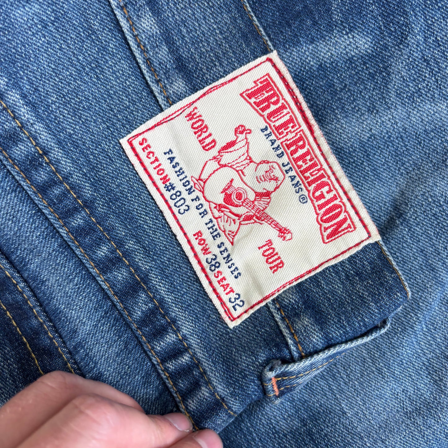 Vintage True Religion Blue Embroidered Y2K Shorts Jorts - 38
