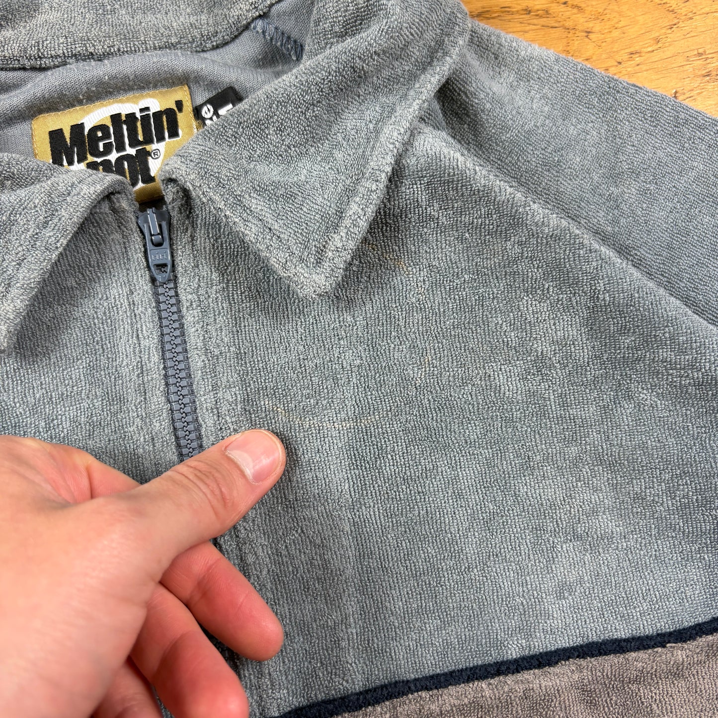 Vintage Meltin Pot Grey Blue Polo T-Shirt - M