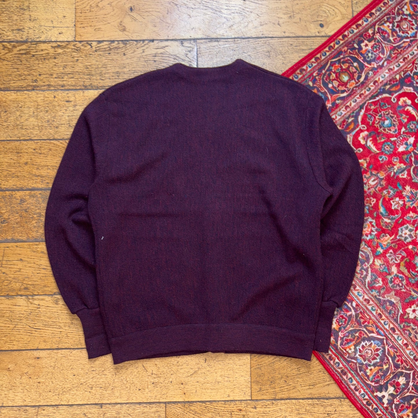 Vintage Chemise Lacoste Burgundy Wool Knit Jumper - L